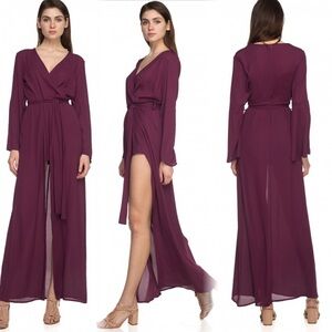 Chic Plum Long Sleeve Jumpsuit